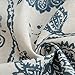 jinchan Linen Curtains for Living Room, Blue Floral Paisley Patterned Curtains 63 Inch Length, Light Filtering Ikat Drapes for Bedroom, Vintage Farmhouse Window Treatments, Grommet Top 2 Panels, Blue