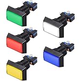 uxcell Game Push Button 49x33 Square 12V LED Illuminated Push Button Switch with Micro Switch for Arcade Video Games 5 Colors 5pcs