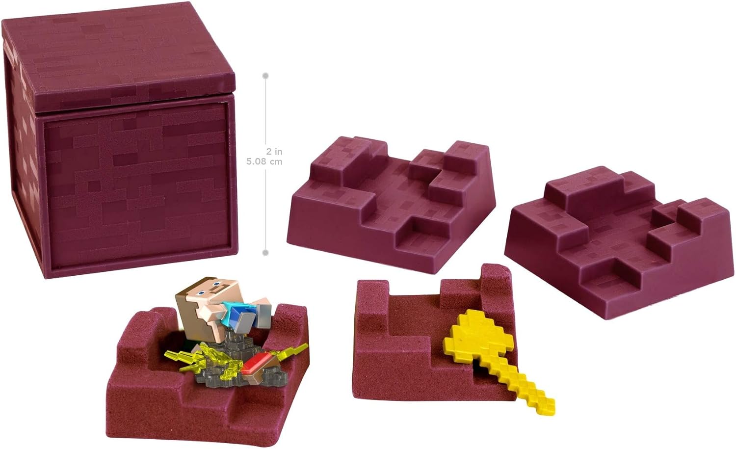 Amazon Com Minecraft Mini Mining Set Nether Nap Steve Figure And Environment Accessory With Moldable Sand For Added Creativity Creative Hands On Biome Build Toy Gift Fans Age 6 Years And Older Toys