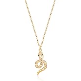 LOUHCY Snake Necklace 14k Gold Plated Snake Pendant Necklaces Cubic Zirconia Serpent Snake Jewelry Dainty Gold Necklace for Women Trendy