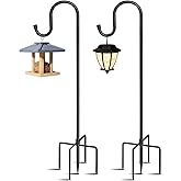 5-Prong Shepherd Hooks for Outdoor 2 Pack Heavy Duty Iron Garden Hooks for Hanging Plants, Bird Feeders, Lanterns, Solar Lights, and Wedding Decor – Rust-Resistant, Adjustable, Easy to Install 48 Inch