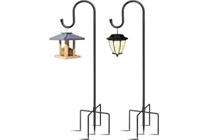 Adjustable Shepards Hooks for Outdoor with 5 Prong Base Shepherds Hooks 2 Packs for Outdoor Stand Pole for Humming Bird Feede
