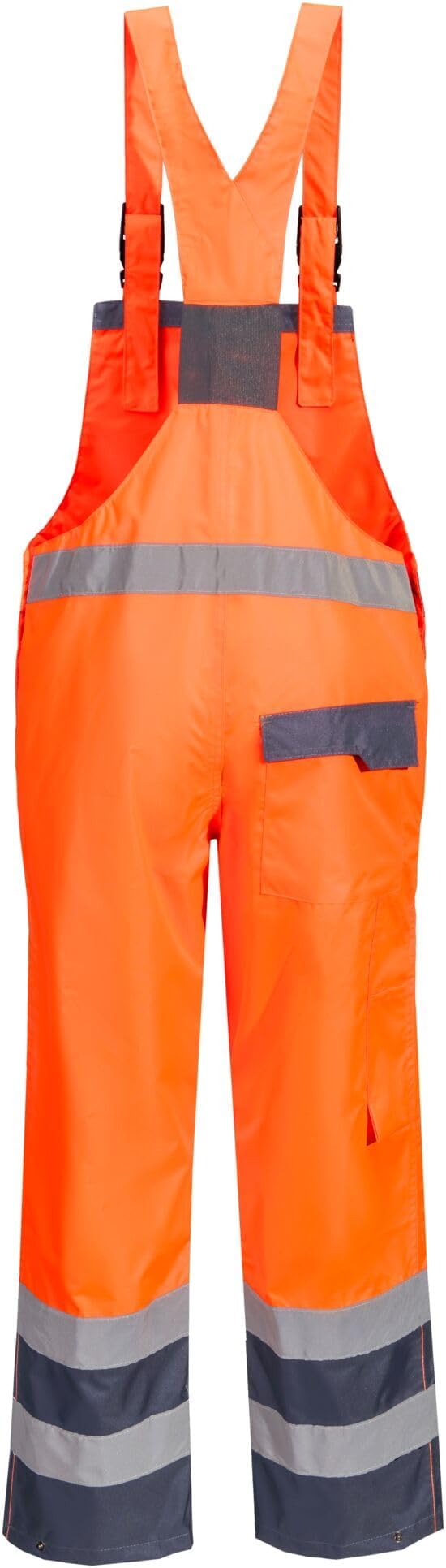 Portwest S488 Hi Vis Waterproof Bib and Brace Overalls Orange Navy XXXL