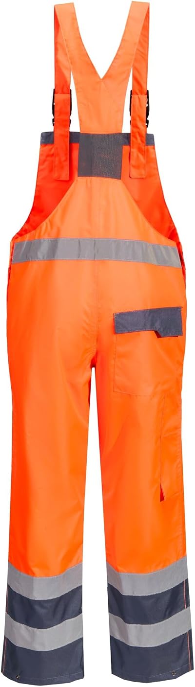 Portwest S488 Hi-Vis Waterproof Bib and Brace Overalls Orange/Navy Small