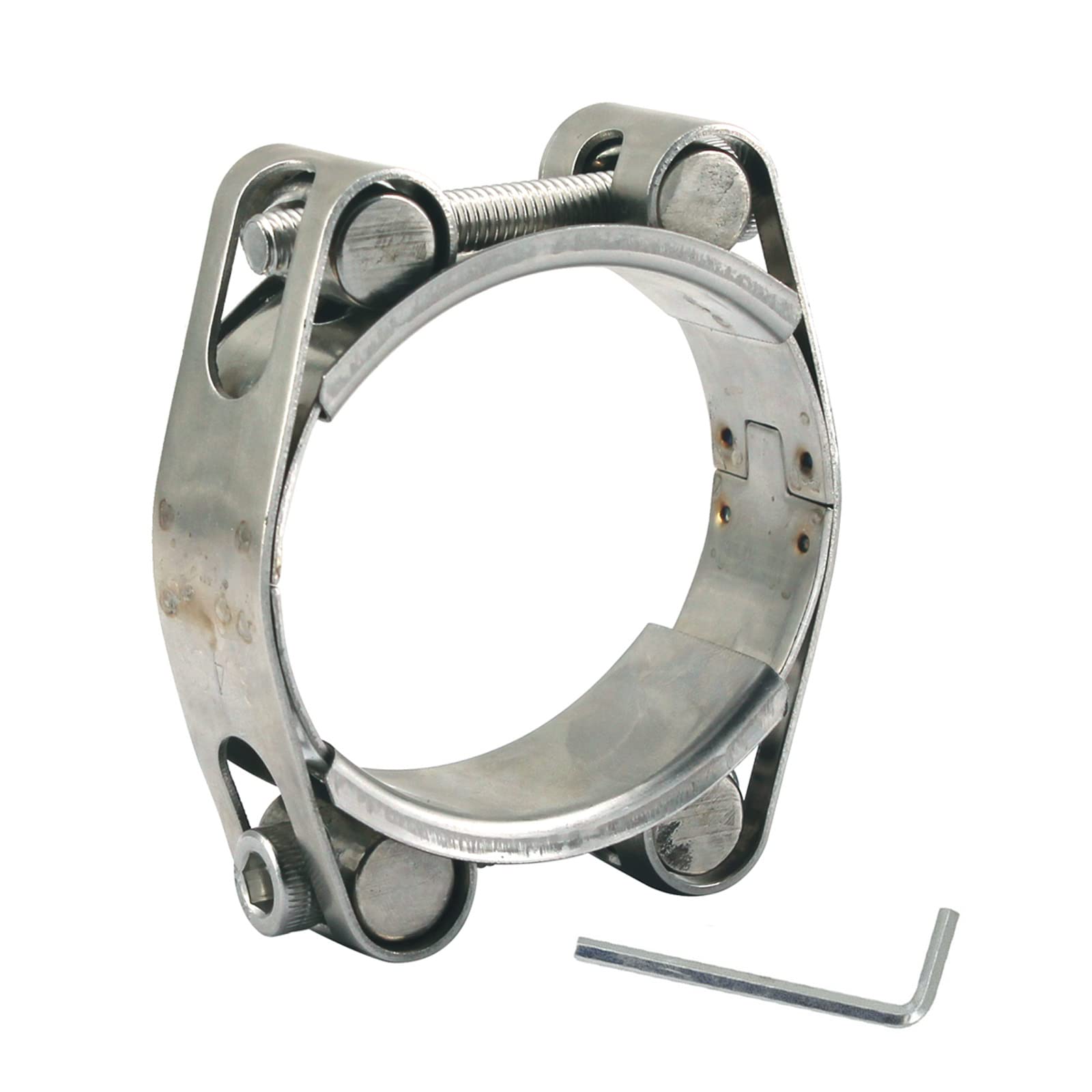 95-105mm Heavy Duty T Bolt Hose Clamp 304 Stainless Steel Double Head Double Layer Hose Pipe Clamp Tube Clamps Band Width 24mm(1 Pieces with Wrench)