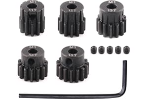 RCTHJIA 5pcs Mod 1 Pinion Gear 5mm Set Hardened Steel 11T 12T 13T 14T 15T Fit 5mm RC Motor Shaft M1 Pitch Gears Compatible with Arrma Traxxas Axial HSP Redcat Losi RC Car Truck Buggy (with Screwdriver)