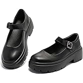 Ruiatoo Women's Mary Jane Platform Pumps – Chunky Low Heel Round-Toe Oxford Dress Shoes for Work, Wedding Guest, Travel & Everyday Chic