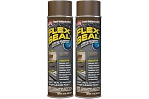 Flex Seal, 14 oz, 2-Pack, Brown, Stop Leaks Instantly, Waterproof Rubber Spray On Sealant Coating, Perfect for Gutters, Wood, RV, Campers, Roof Repair, Skylights, Windows, and More