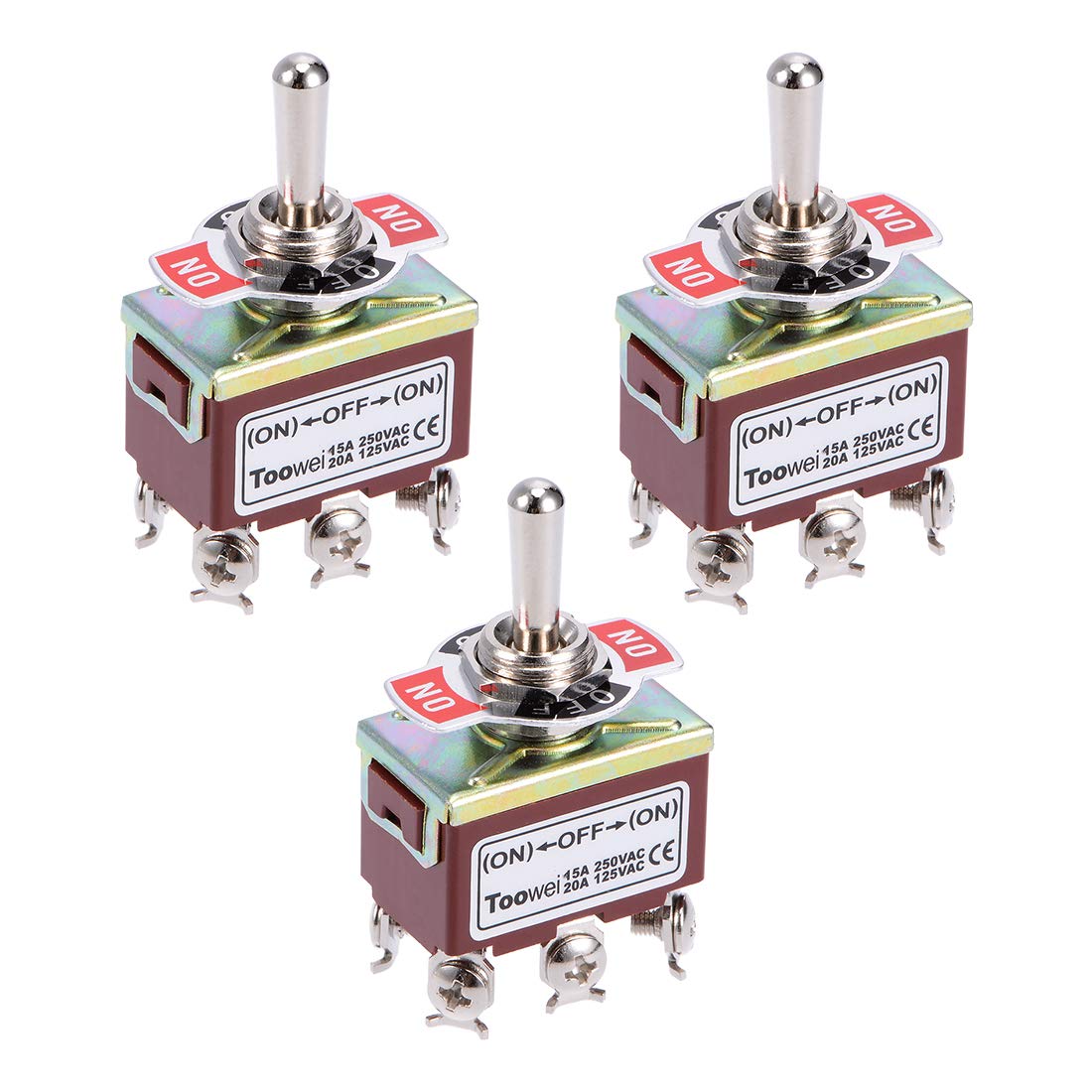 sourcingmap DPDT Rocker Toggle Switch 15A 250V 20A 125V 6P ON/Off/ON Switch Waterproof Boot Cap Cover