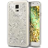 Galaxy S5 Neo Case,Galaxy S5 Case,ikasus Ultra Thin Clear Crystal Bling Shiny Giltter Rhinestone Clear Rubber Transparent TPU Soft Silicone Bumper Case Cover for Samsung Galaxy S5 / S5 Neo,Silver