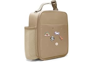 MEXS Kids Lunch Bag, DIY＆Insulated Lunch Box for Boys Girls, Toddler Lunch Cooler Bag for School, Double Insulation Portable＆Reusable, Water/Oil-Proof Lining Easy Clean, for Ages 3+ (Unicorn/Dinosaur)