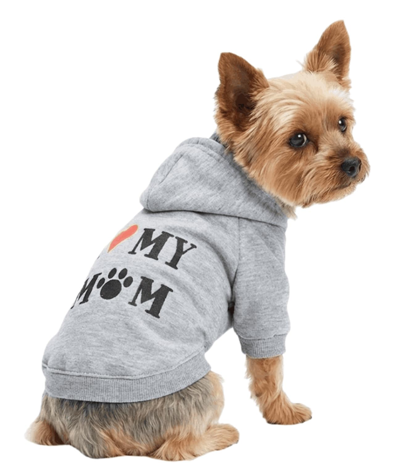 DroolingDog Dog Shirt I Love My Mom Embroidered Grey XS