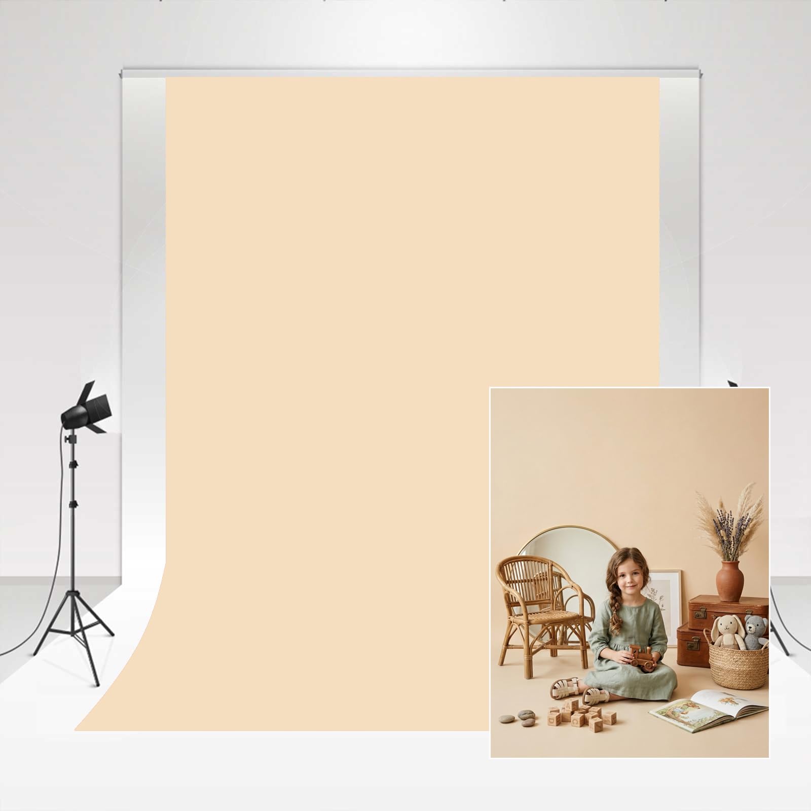 Kate Photography studio Backdrop cream color 2.4x3m/8x10ft Beige Background Photography Solid color Basic Photo Booth Soft Fabric Backdrop for Newborn Baby Portrait photography