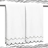Hahafelt 2 Pcs Scalloped Hand Towels 100% Cotton Fingertip Towels for Bathroom 15.75 x 27.56 Inch 600 GSM Cute Soft Absorbent Embroidered Decorative for Home Hotel(Gray and Black,Classic)