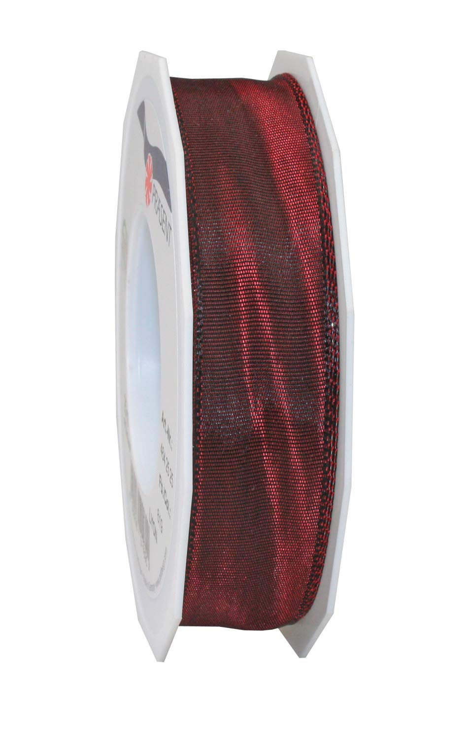 Präsent - Lyon Wired Taffeta Ribbon Burgundy 25 mm Width, 25 m Length