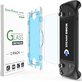 amFilm Auto-Alignment OneTouch for Steam Deck OLED Screen Protector | Tempered Glass Accessories, 30s Install, Bubble Free, Scratch &amp; Drop Resistant, Touch Sensitive, 7.4'' Transparent [2 Pack]