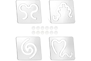 KAPYOO 4Pcs Free Motion Quilting Rulers and Templates Set Quilting Templates for Machines Quilting Heart-Shaped Clockwork Cotton Swirl Pattern 1/8 Inch Thick Quilting Supplies with Non-Slip Grips (Style D)