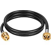 SHINESTAR 5FT Propane Extension Hose for Propane Tree, Tee Adapter | 1"-20 Male to Female Throwaway Cylinder Thread Propane Tank Hose Extension for Camping Stove, Buddy Heater, Weber Q Grill