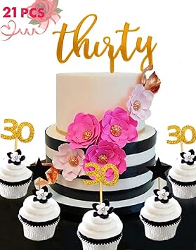 21 Pcs Jevenis 30th Birthday Cake Topper Hello 30 Cake Topper 30th