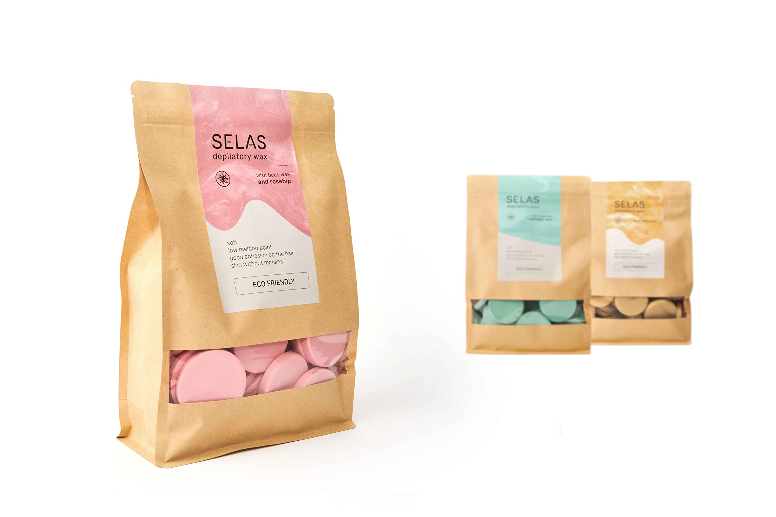 Depilatory wax 1Kg SELAS. To choose Natural, Rosehip or Aloe Vera. Made with natural and sustainable products. (Rosehip) Hot wax