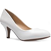 Olivia K Women's Comfort Classic Round Toe Kitten Low Mid Heel Dress Pumps