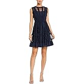 Mac Duggal Sleeveless Mesh Micro Ruffle High Neck Mini Dress