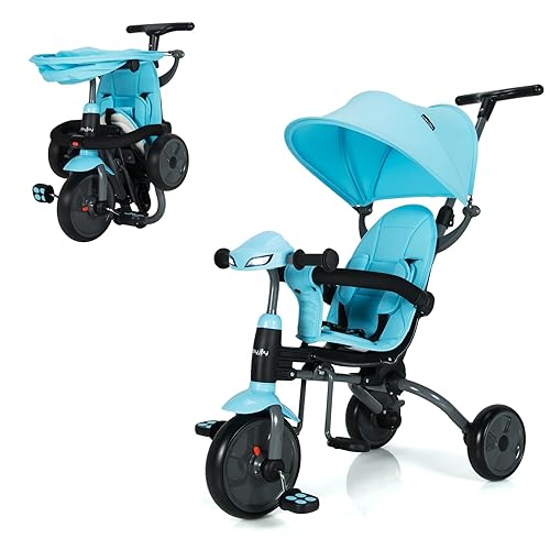 BABY JOY Tricycle, in Folding Toddler Bike W/Removable Push