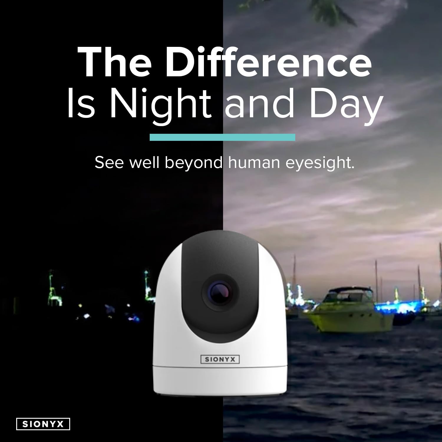 SiOnyx Nightwave Camera, Rugged Ultra-Low Light Night Vision Marine Camera, Flexible Connectivity, Temporary and Permanent Mounting Options, DIY Installation, White