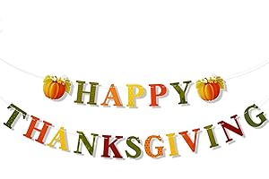 DDLP Happy Thanksgiving Banner Indoor Colorful Paper Thanksgiving Banners for Inside Mantel Fireplace Party Decorations