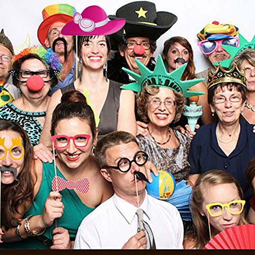 Hawaiian Photo Booth Props for Holiday, Wedding, Fun Party Decorations - 43 Count