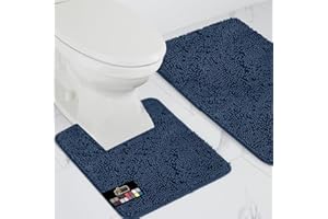 Gorilla Grip Bathroom Rug Sets, Soft Chenille 2 Piece Area Rugs Set, Toilet Base Mat and 30"x20" Carpet, Absorbent Microfiber