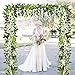 Sunm Boutique Artificial Flowers Wisteria Garland Vine Rattan Hanging for Home Garden Ceremony Wedding Arch Floral Decor, 6.6 Feet, 4pcs, White