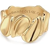 LADYGD Gold Rings for Women Trendy 14K Gold Plated Dainty Band Stackable Chunky Rings Minimalist Finger Jewelry Gifts Size US6-8