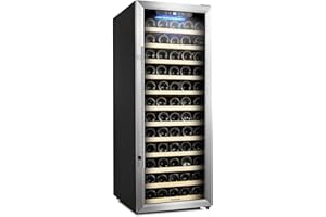 Kalamera 80 Bottle Freestanding Compressor Wine Cooler-Stainless Steel & Black/Single Zone Thermostat with Touch Control/Blue LED Lighting