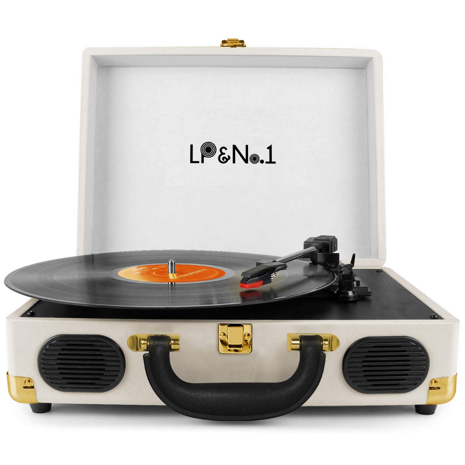 LP&No.1 Portable Suitcase Turntable with Stereo Speaker,3 Speeds Belt