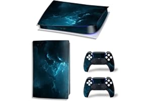 TAIFOND Vinyl Skin Sticker Decal Cover for PS5 Digital Edition, Blue Galaxy PS5 Console and Controllers Skin