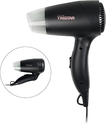 Secador de viaje - Mango plegable - Tamaño compacto - Potente 1200 W - Negro - HD-2460