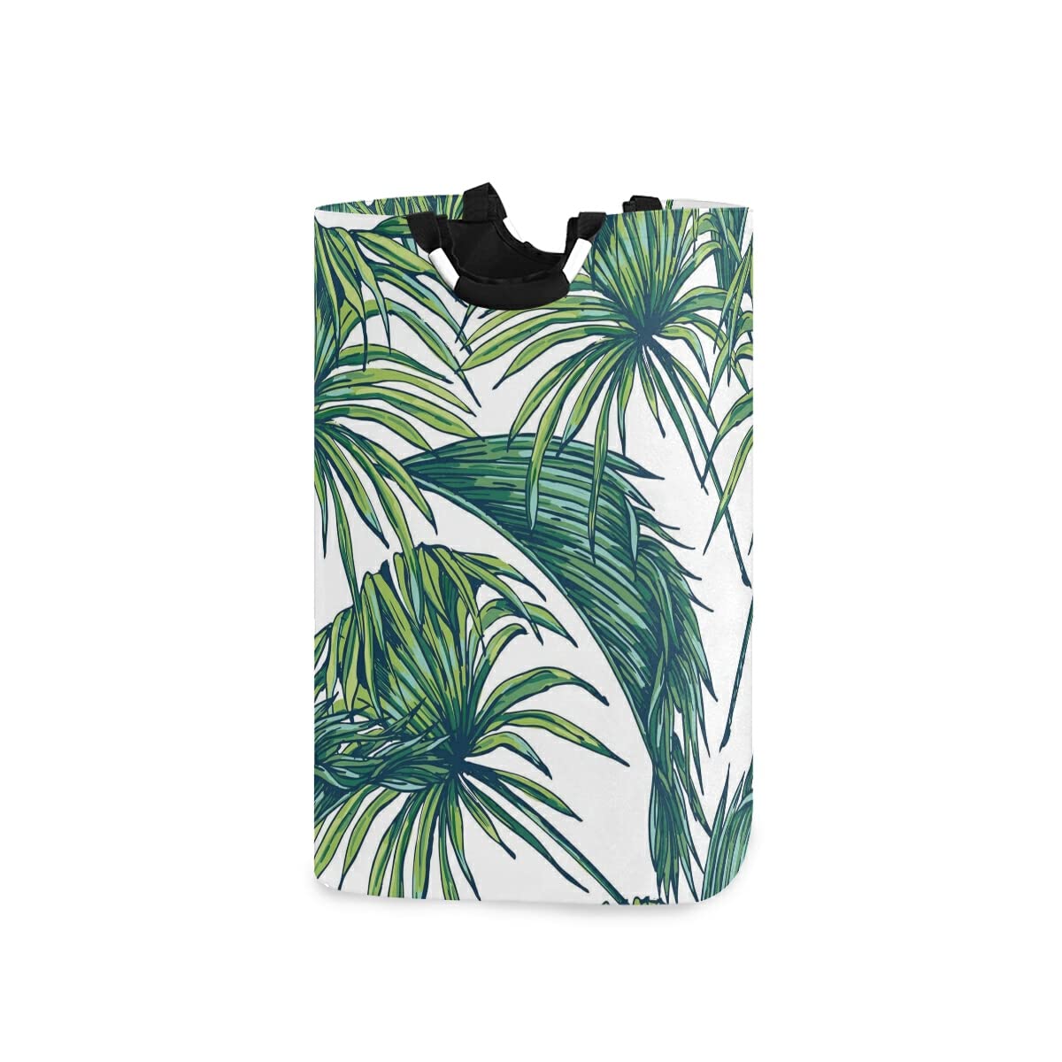 ALAZA Large Collapsible Laundry Baskets with Handles, Vintage Tropical Floral Leaf Washing Baskets Laundry Hamper for Bedrooms