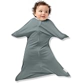 SleepingBaby Zipadee-Zip Transition Swaddle - Cozy Baby Swaddle Blanket with Zipper Convenience - Roomy Wearable Blanket for Easy Diaper Changes - Classic Grey, Small (4-8 Month)