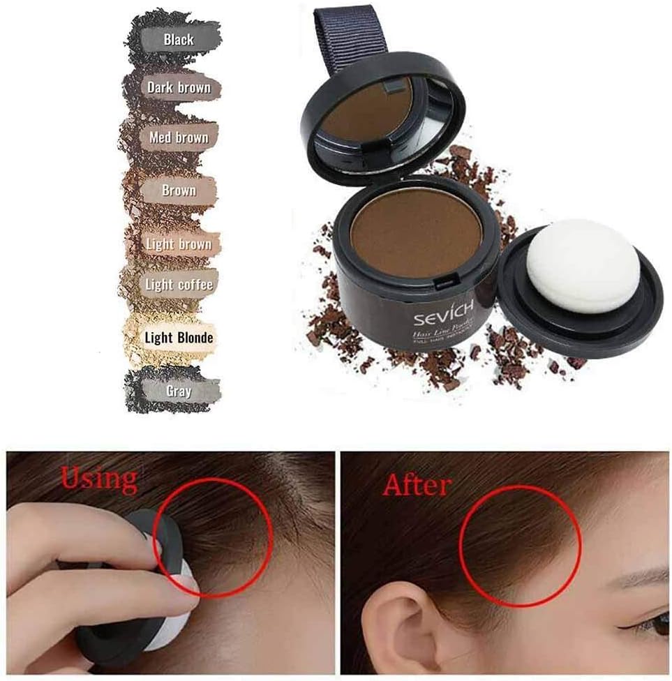 Instant Hair Fiber Cover Powder, Instant Root Concealer to Cover Up Roots, Hairline Shadow Powder, Fix Thin Hairline, Conceals Thinning Hair, Beard - Use for Eyebrow Powder, Eyeshadow (Med Brown)
