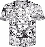 Kydely Unisex 3D Print T Shirts Ahegao Funny Short Sleeve Funny Cotton T-Shirt 1 XXL
