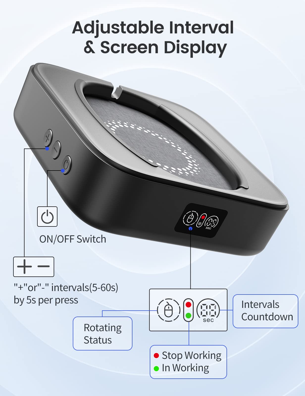 STARSIKI Mouse Jiggler Undetectable, No Need to Align Cursor, Mouse Mover Device with Adjustable Interval and Screen, Automatic Mouse Shaker Wiggler for Both Large and Small Mice, Real Random Movement