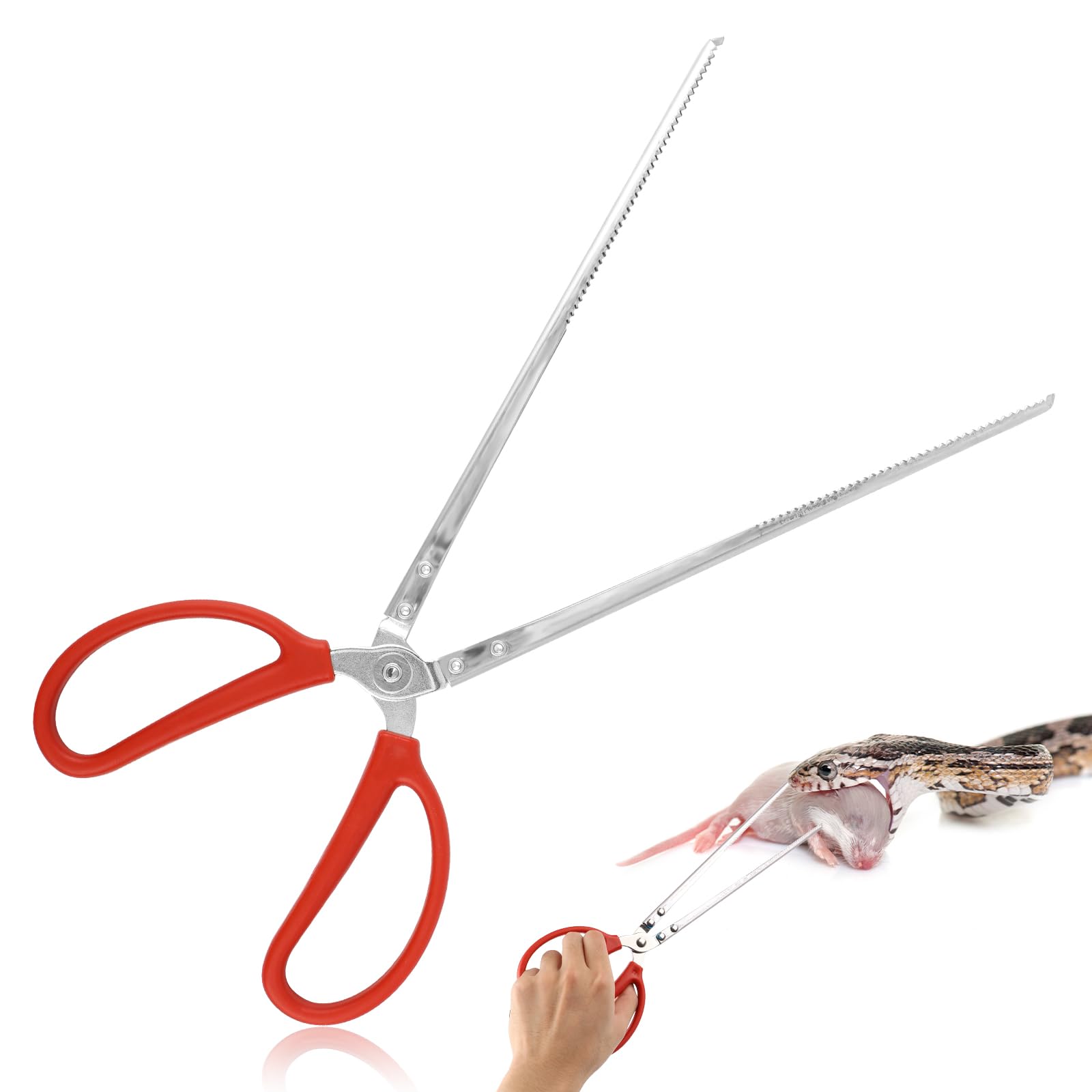 lasuroa Reptile Feeding Tongs, 14.5in Snake Feeding Tongs Anti-Slip Corn Ball Python Accessories for Terrarium Extra Long Tweezers for Snake Tortoise Lizard Frog Spider