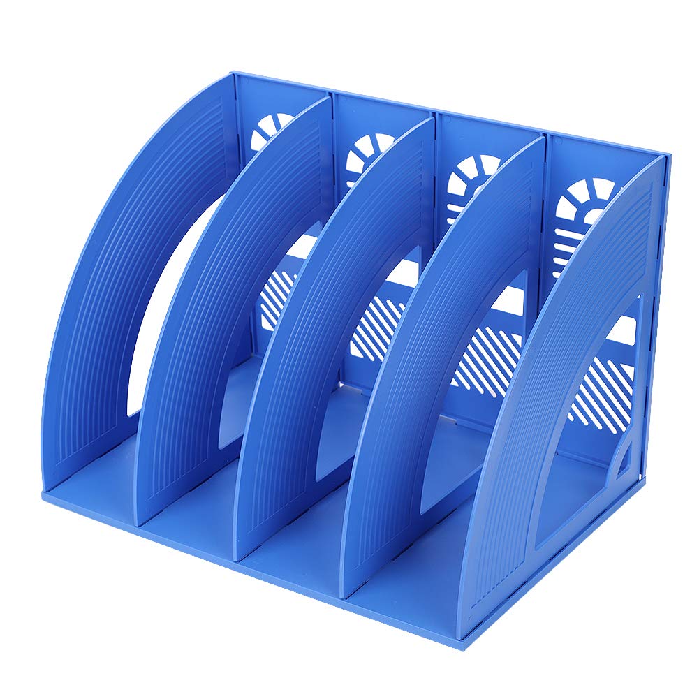 ITODA Desk File Organiser 4 Compartments File Rack Holder Magazine Plastic Holders Sturdy Desktop Frames File Dividers Document Rack Display and Storage Organiser