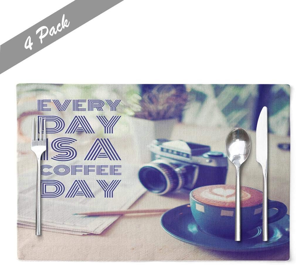 Ansote Coffee Placemats, Coffee Quote Vintage Color Calm