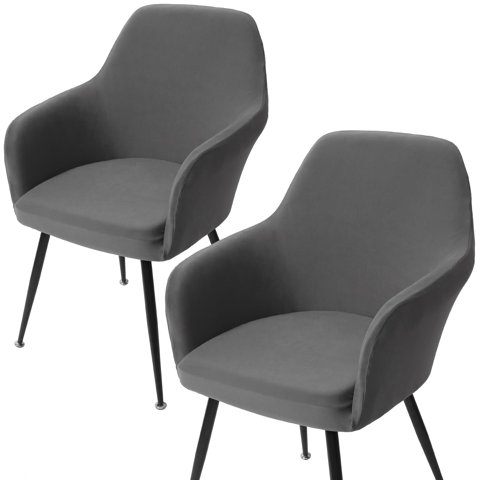 MEIVINES Chair Covers High Stretch Chair Cover Set of 2 Dining Chair Covers with Armrest Office Chair Cover Removable Chair Seat Covers for Dining Room Living Room Kitchen Hotel