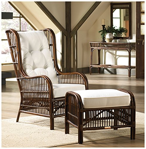 Panama Jack Sunrooms 2 PCPJS-2001-COT Bora Bora 2 Piece Occasional Chair with Ottoman and Cushions, Light Beige