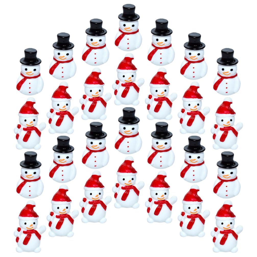 Didiseaon 40pcs Mini Snowman Figurines, Resin Miniature Christmas Decorations Tiny Xmas Snowman with Top Hat for Micro Landscape Fairy Garden Dollhouse Xmas Party Supplies Tabletop Decoration