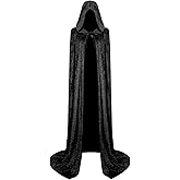 Fimyyao Hooded Cloak Velvet Cape with Hood Halloween Capes for Women Witch Costume Vampire Cloak Wizard Robe Cosplay