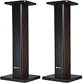 Rockville Pair RHT28D 28" Bookshelf Speaker Stands, Dark Wood Grain, 60 lbs Capacity, Sand-Fillable Design, Dual Platform Sizes, Anti-Slip Pads, for Home Theater and Studio Monitors